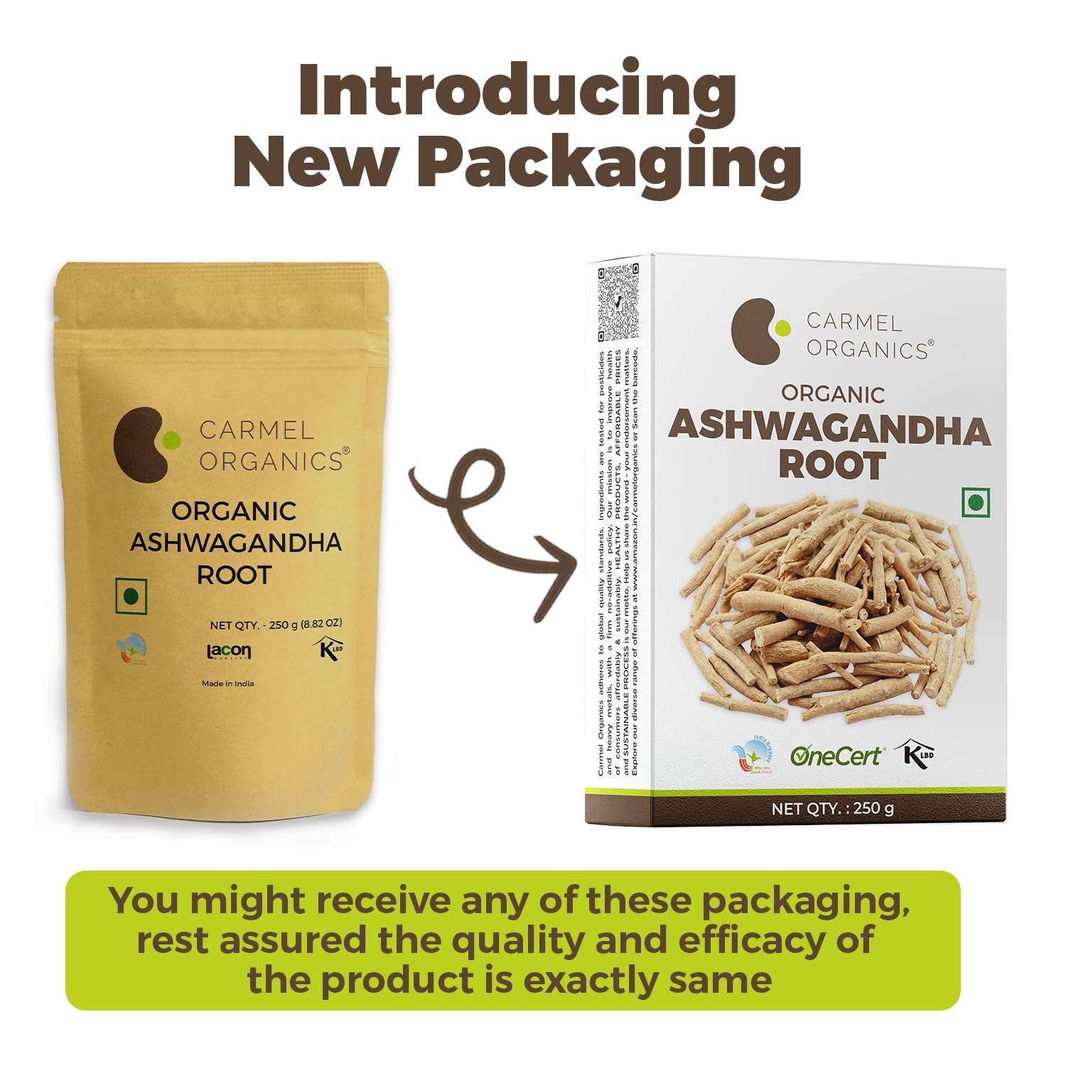 Carmel Organics Ashwagandha Root Whole - 250 gms