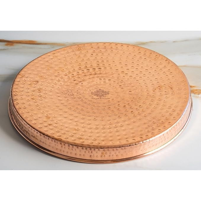 Indian Art Villa Hammered Copper Thali Plate Serveware & Dinnerware