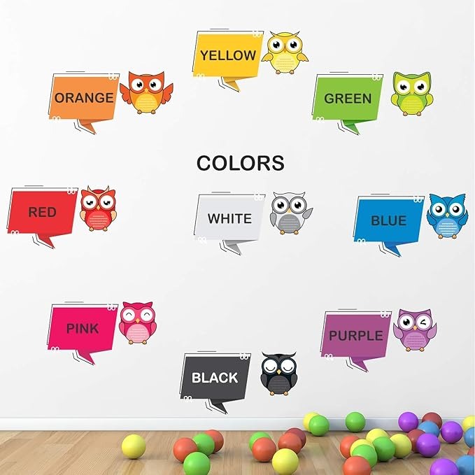 StickMe Colours Names Cute Birds Baby Kids Learning Education Creative Colorful Wall Sticker -SM702
