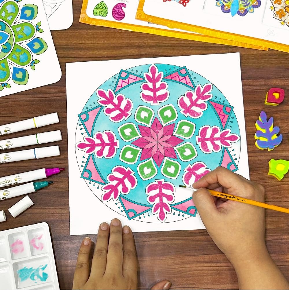Imagimake Mandala Art Kit Art and Craft Kit for Girls 12 Coloring & Painting Kit