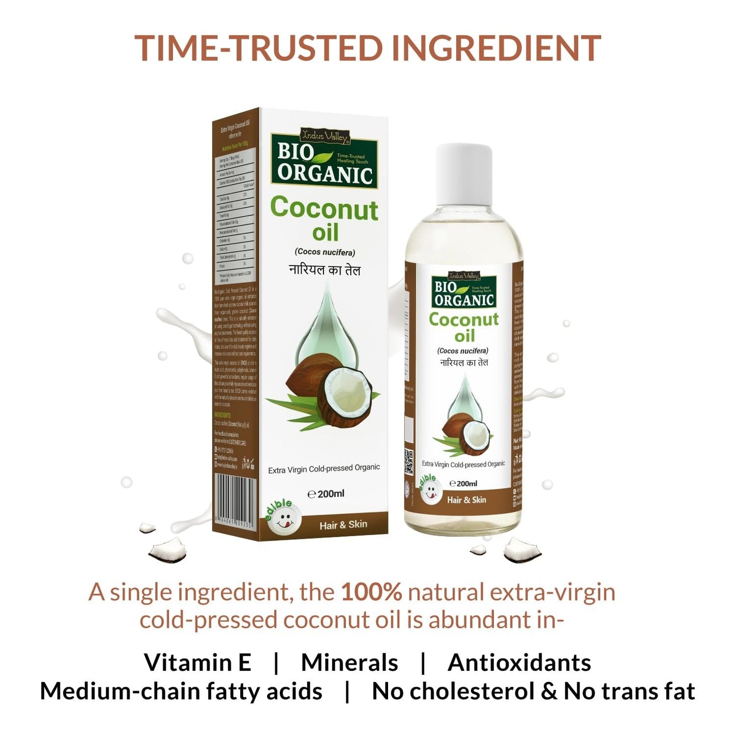 Indus valley Bio Organic Extra Virgin Coconut Oil - 200 ml