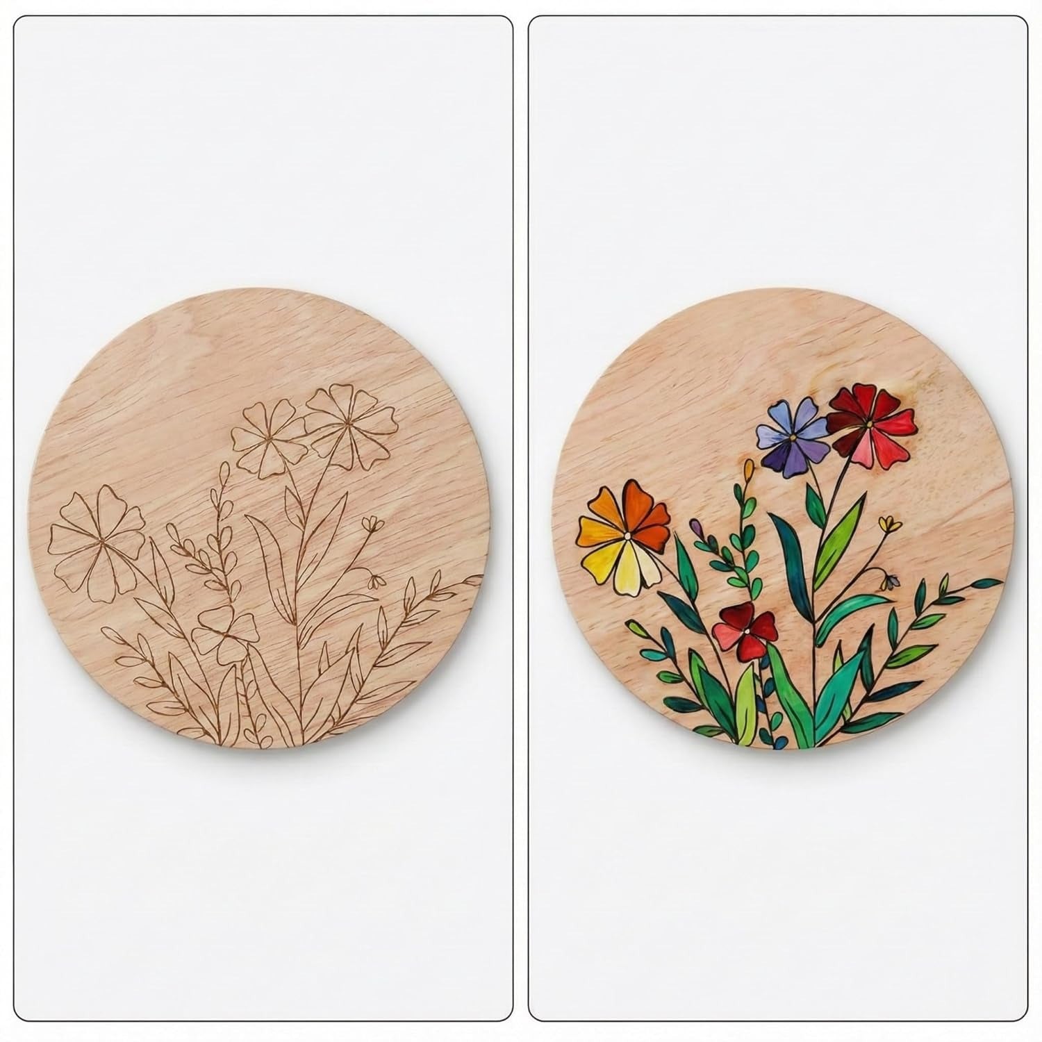 Hobby India Diy Floral Pine-wood Nature Kits for Art & Crafts Painting Kit for Adults | Hanging Decorations
