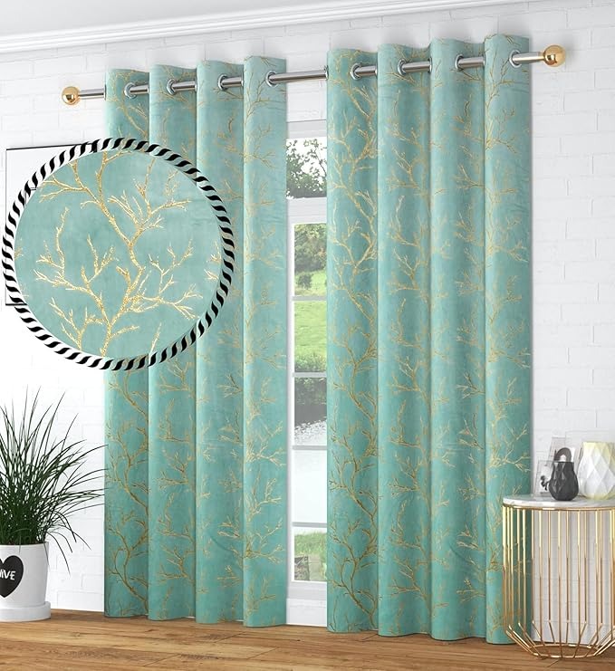 Homefab India Velvet Curtains Room Darkening Long Door 9 feet