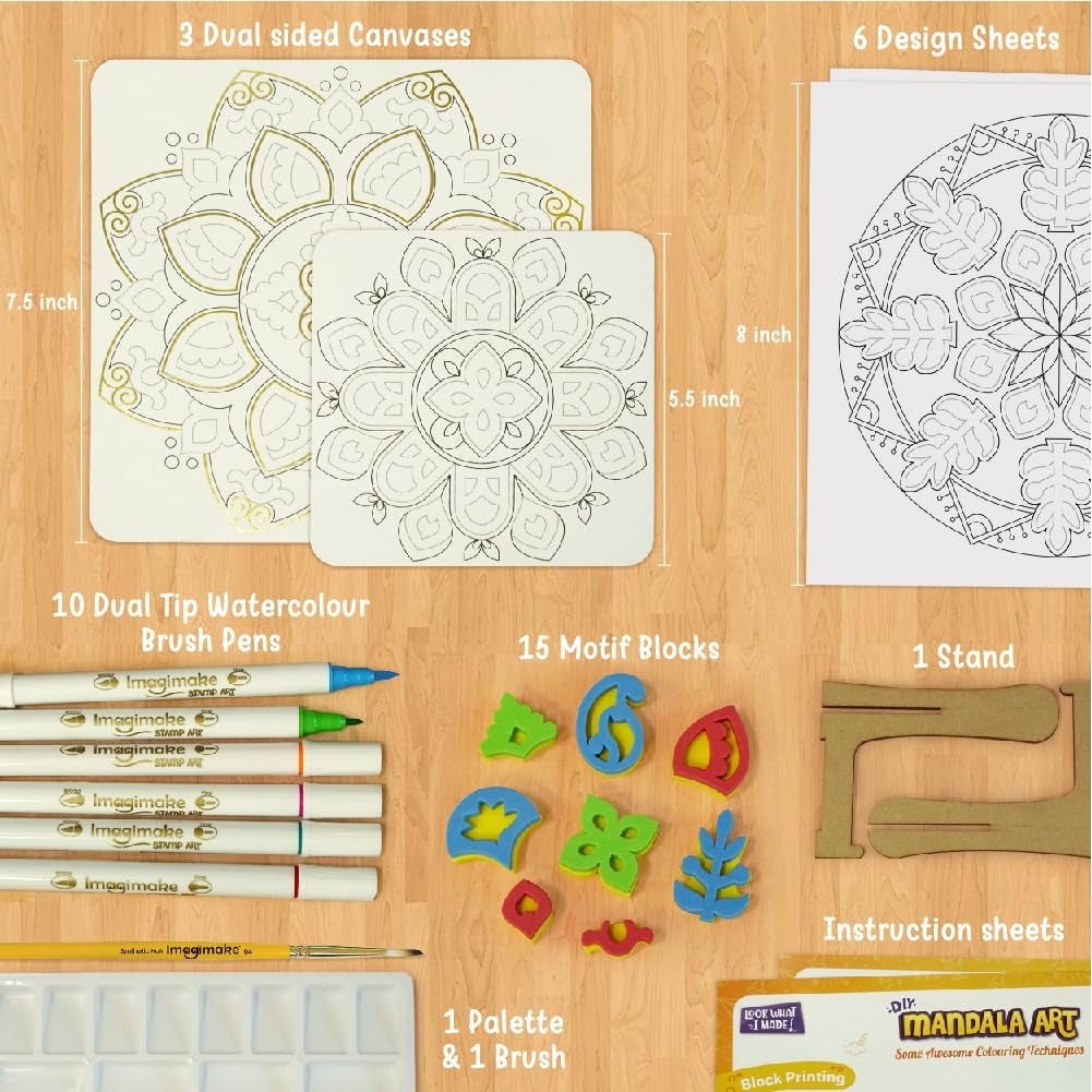 Imagimake Mandala Art Kit Art and Craft Kit for Girls 12 Coloring & Painting Kit