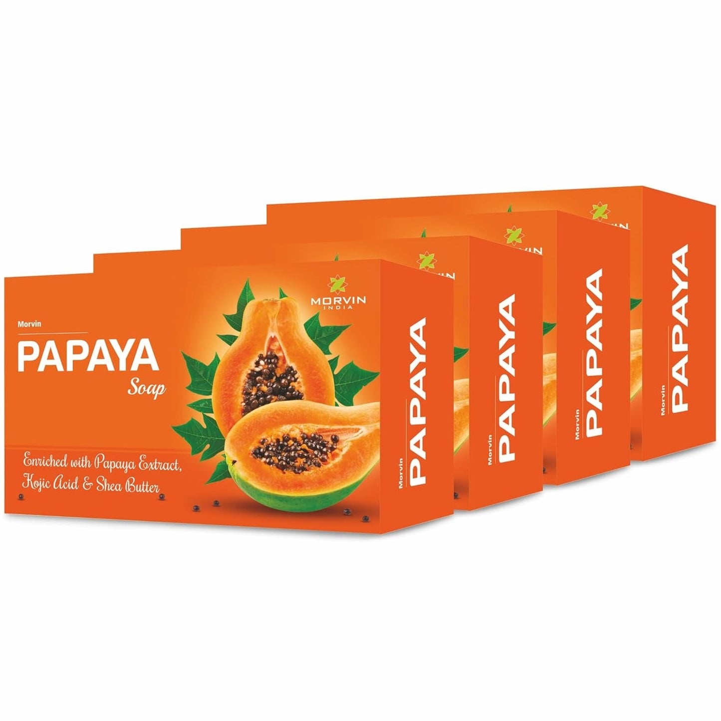 Morvin India Papaya Whitening Soap (150 gm, Pack of 4)