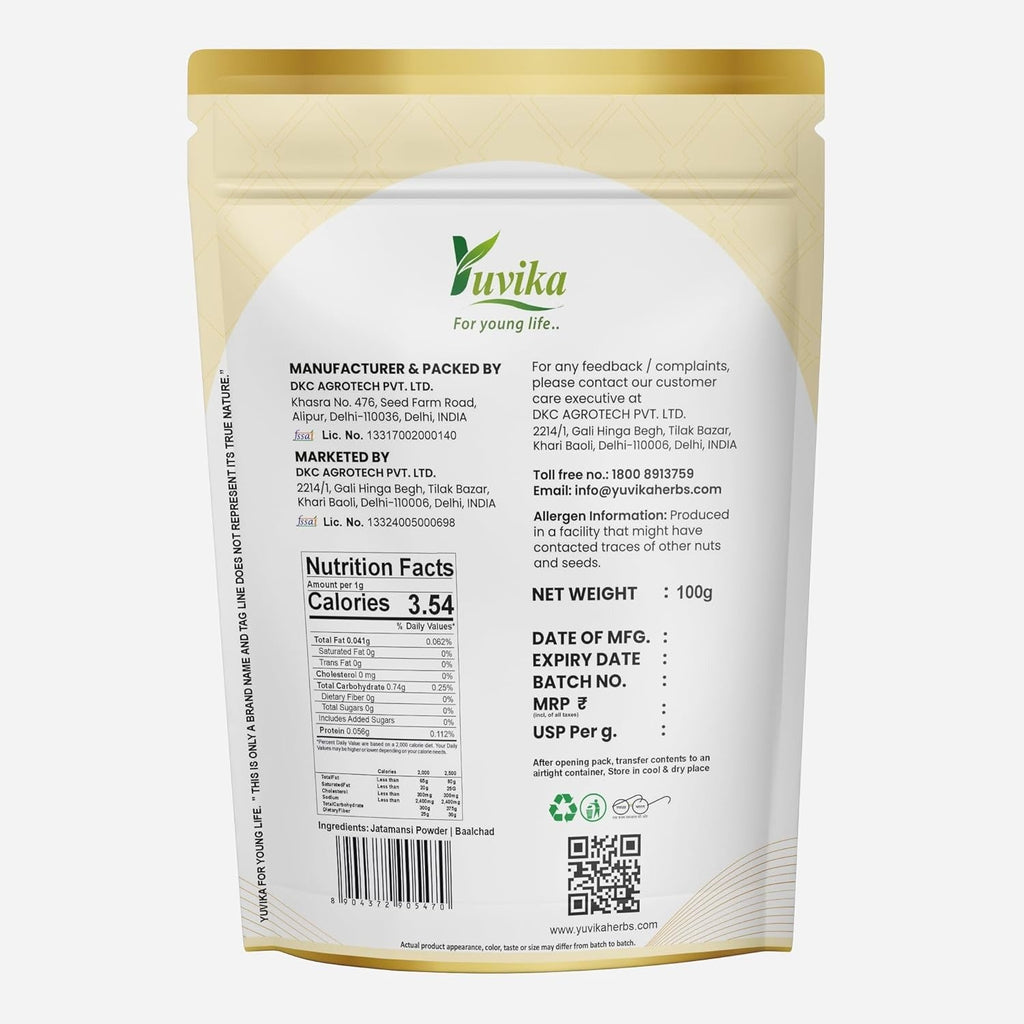 Yuvika Jatamansi Powder - Baalchad - Nardostachys Jatamansi - Nard Indian