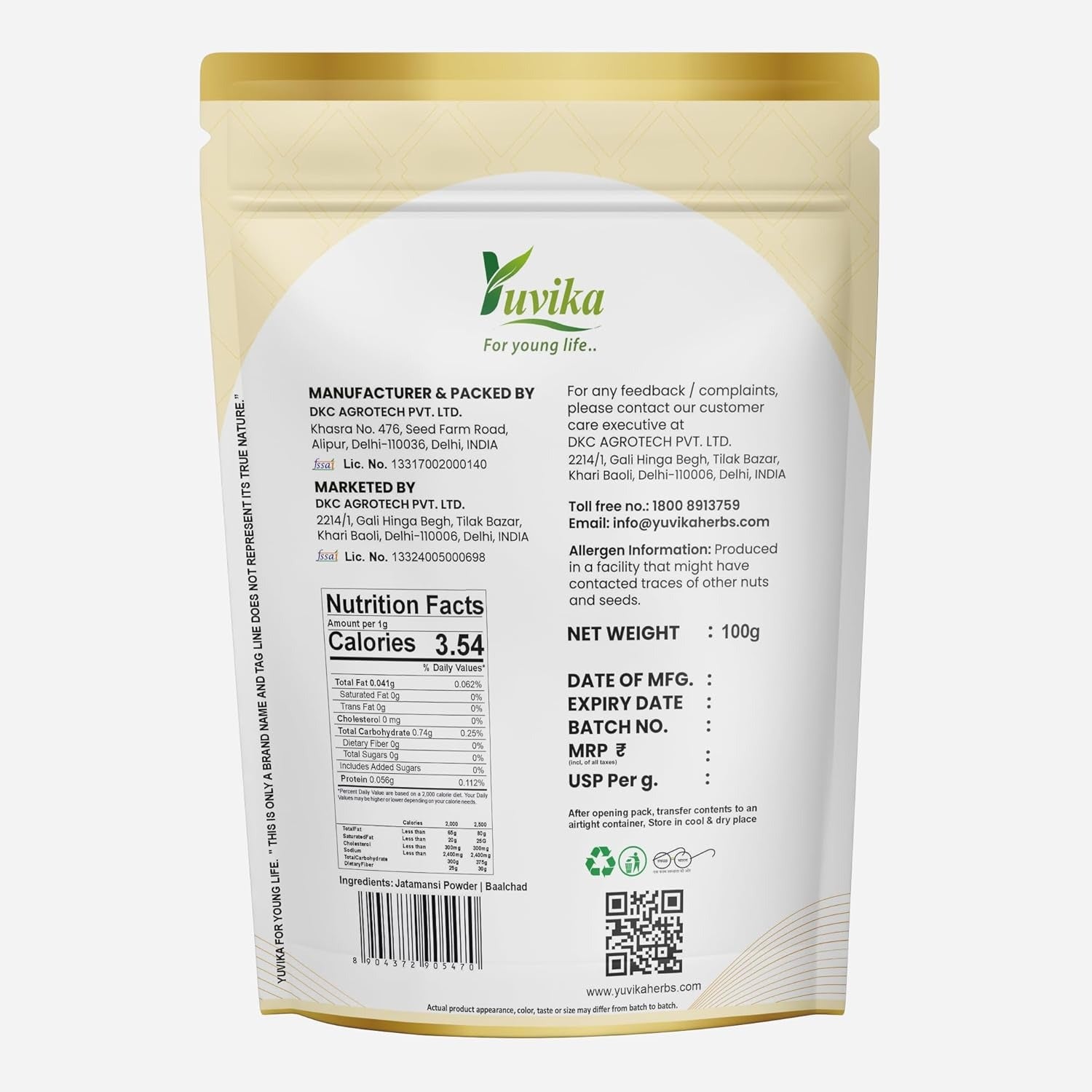 Yuvika Jatamansi Powder - Baalchad - Nardostachys Jatamansi - Nard Indian