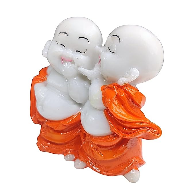 Karigaari India Handcrafted Resine Little Laughing Buddha Monk Sculpture