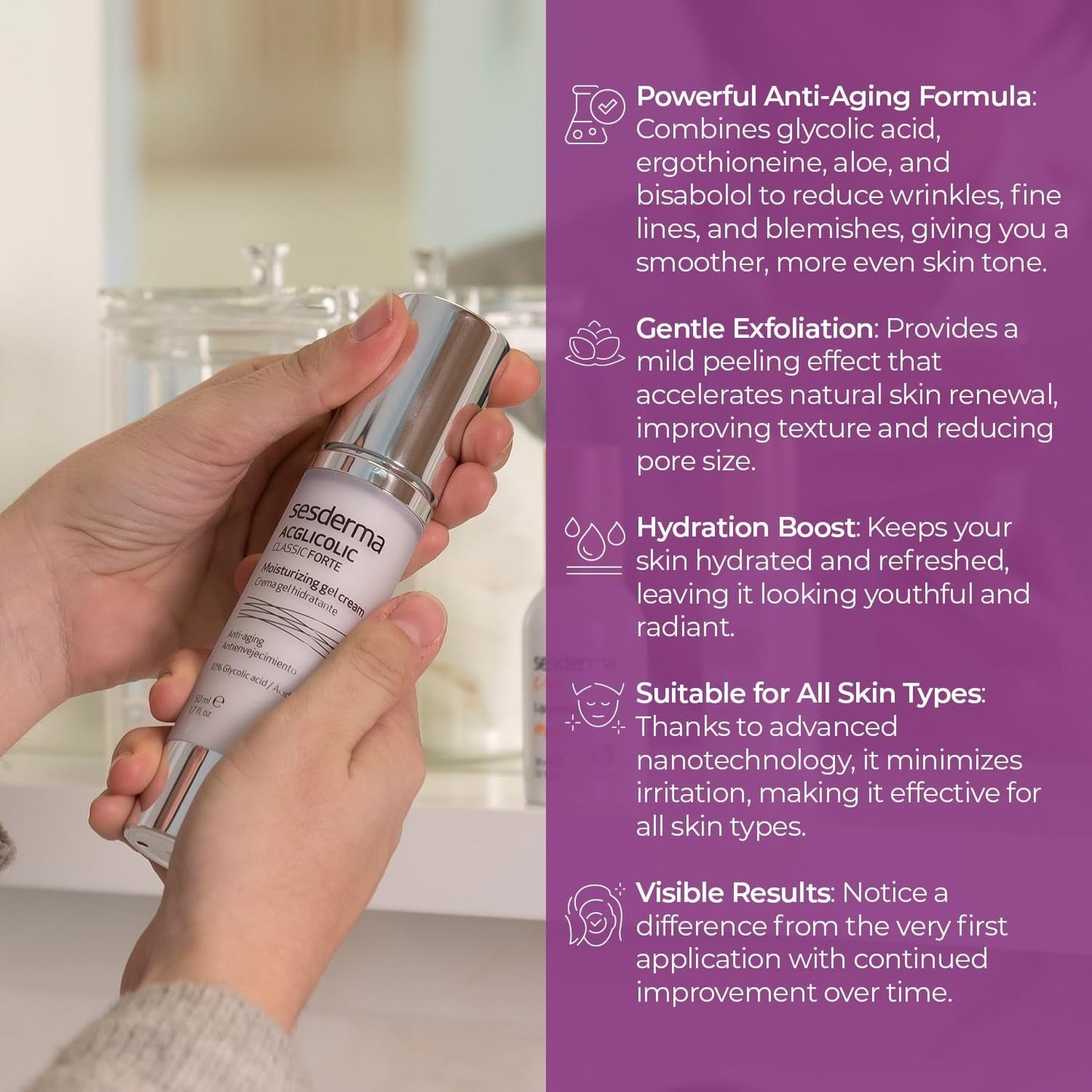 Sesderma Acglicolic Classic Forte Moisturizing Gel Cream - 50 ml