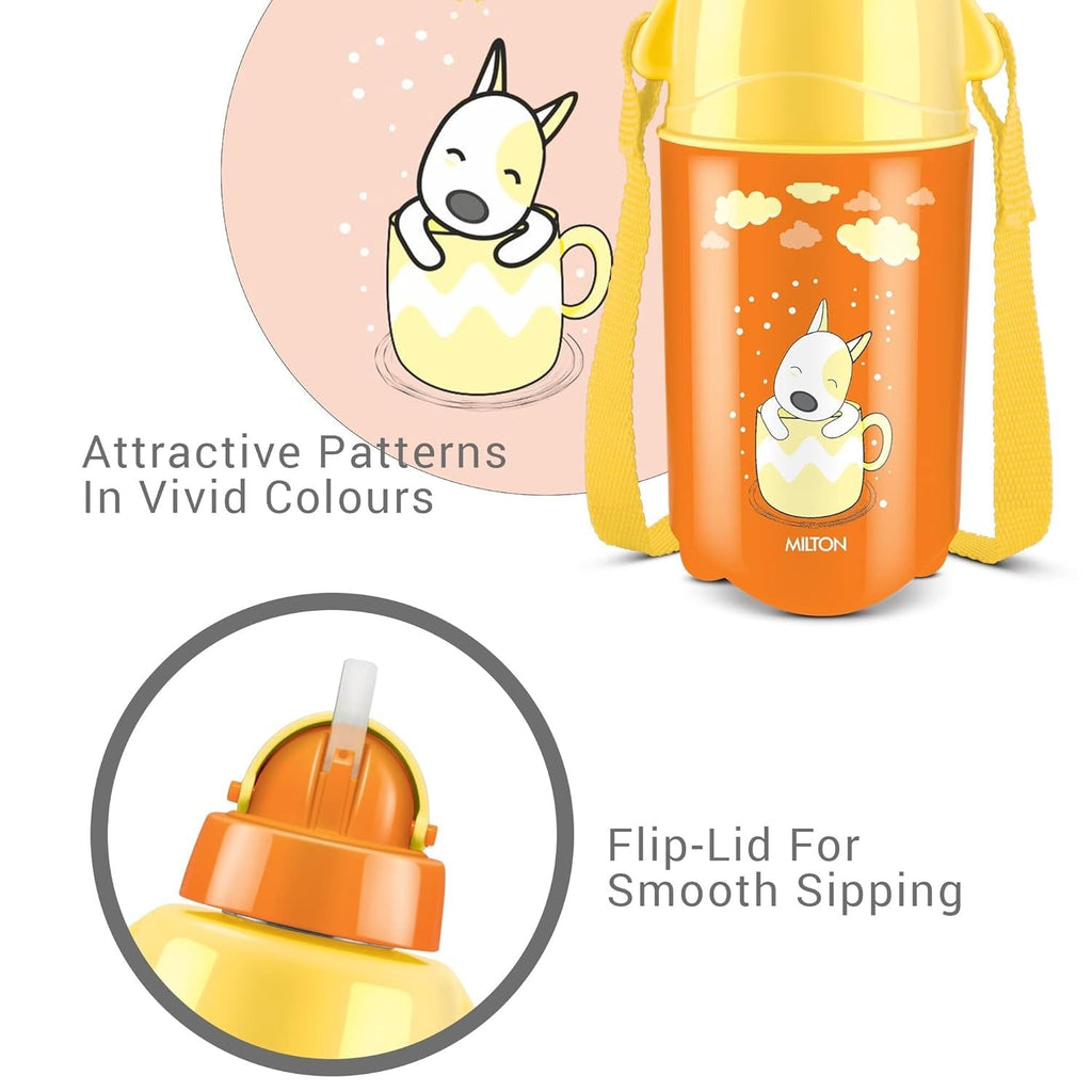 Milton Kool Trendy Plastic Insulated Water Bottle with Straw for Kids 370ml