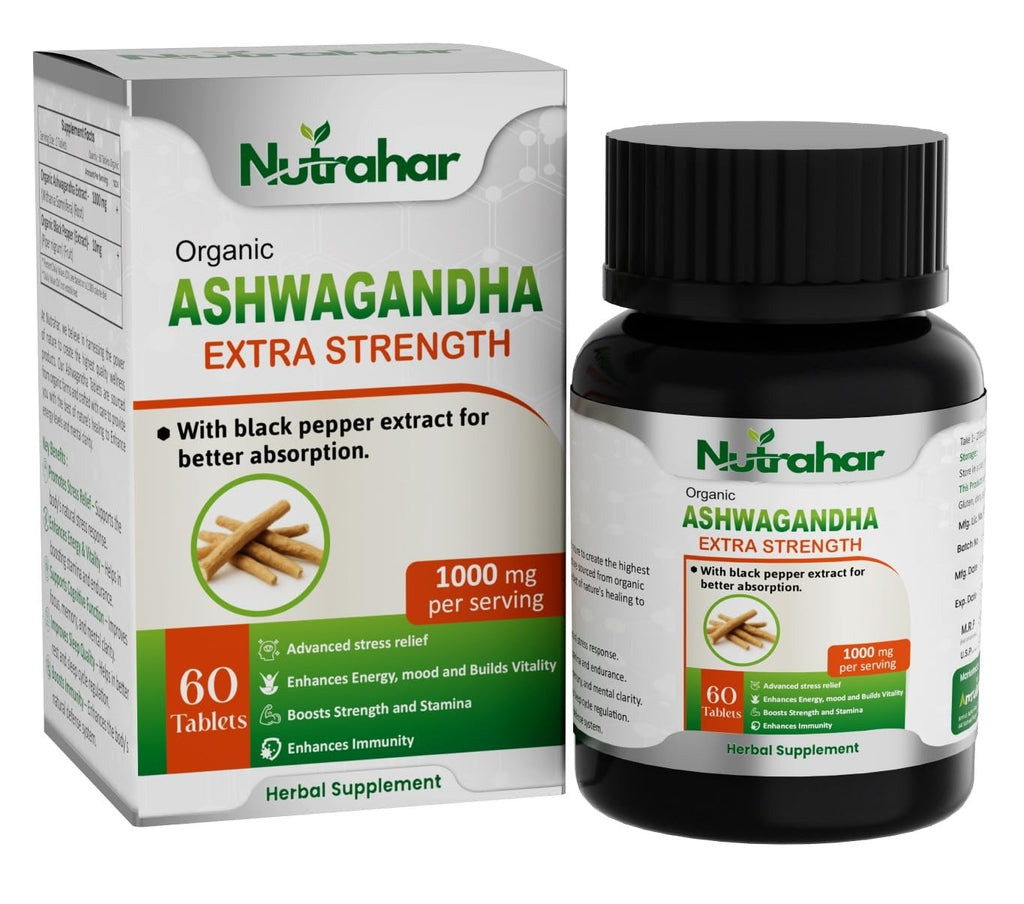 Nutrahar Organic Ashwagandha 1000mg - 60 Tablets