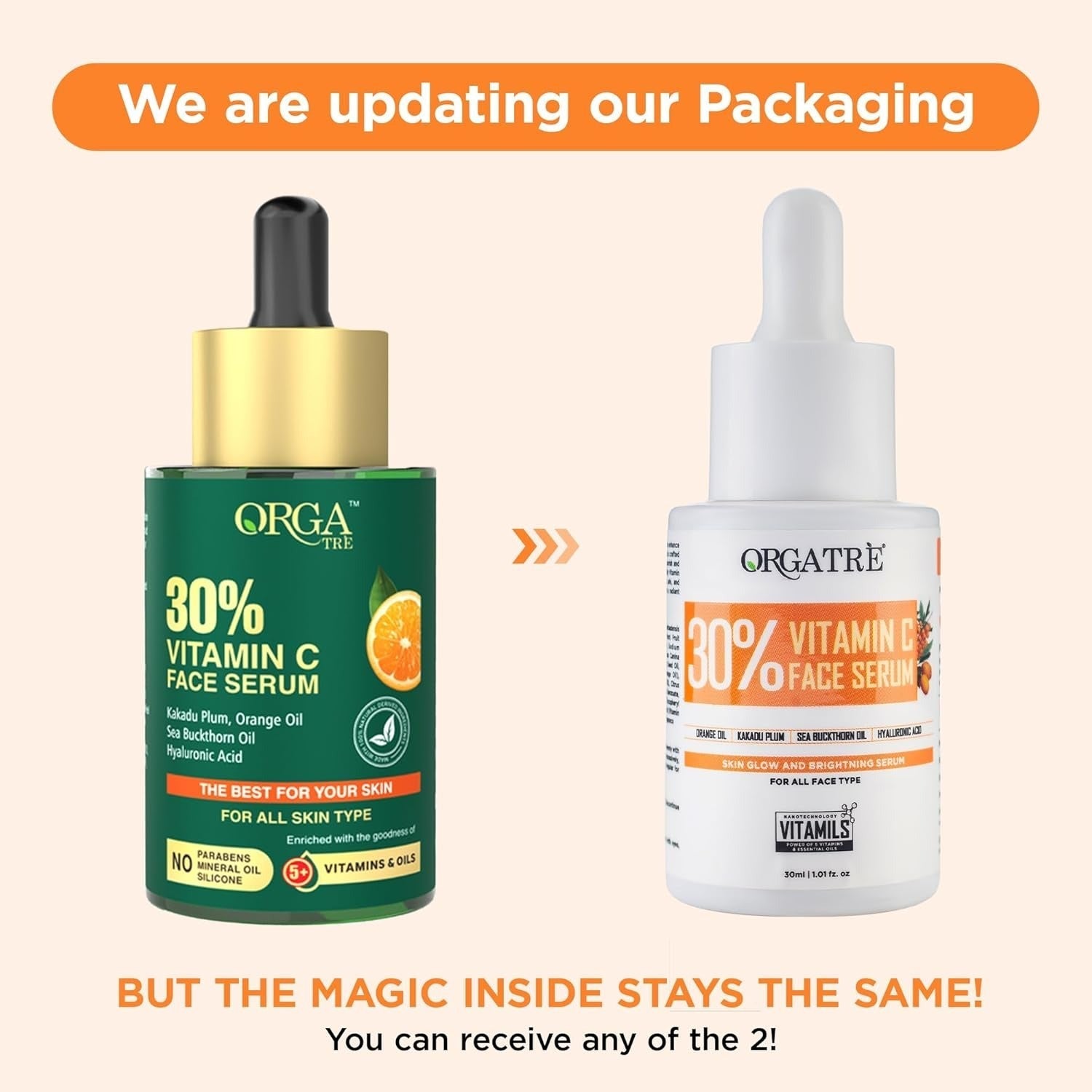 Orgatre 30% Vitamin C Face Serum With Hyaluronic Acid