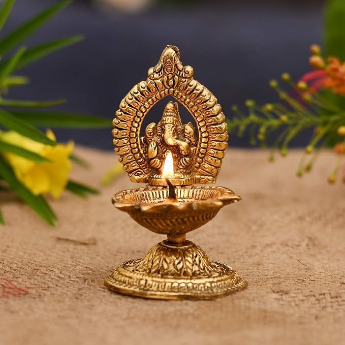 Ganesha Diya Oil Lamp Temple Articles