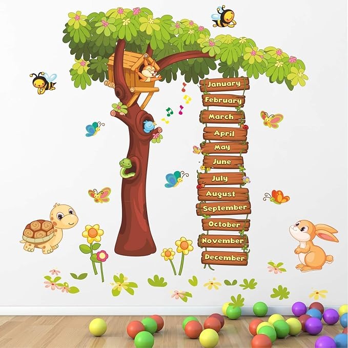 StickMe Months of The Year Kids Learning Education Wall Sticker 110cm x 100cm -Self-Adhesive