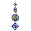 Owl Shape Designer Wooden Wall Hanging Hamsa Hand Decoration Livingroom (WH_8518N)