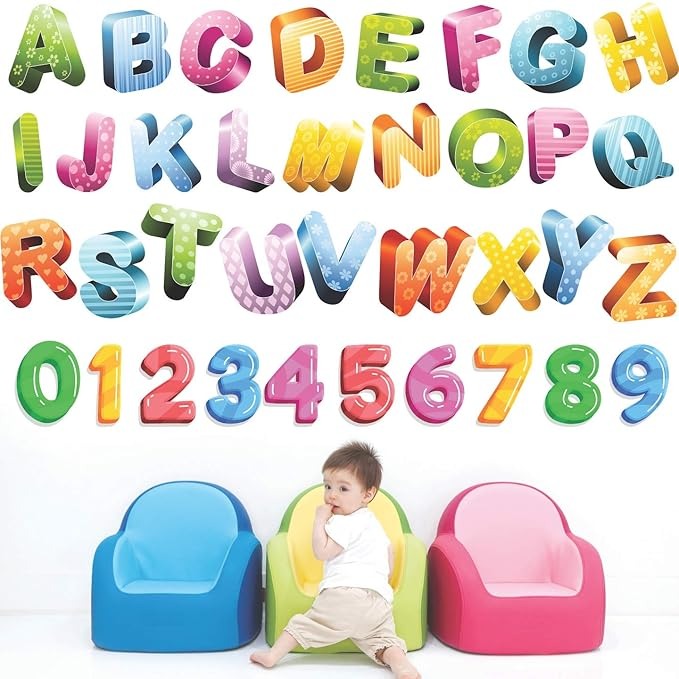 StickMe Colourful Glittering Alphabets Kids Learning Education Wall Sticker -SM472