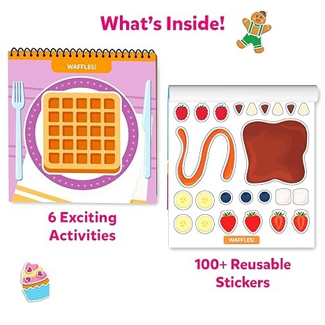 Skillmatics Reusable Sticker Activity Book Peelies 100+ Reusable Cling Stickers 6 Pictures