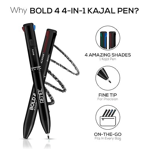 Renee Bold 4-4-in-1 Kajal Four Shades (Black & Brown & Teal & Blue) - 42 gms