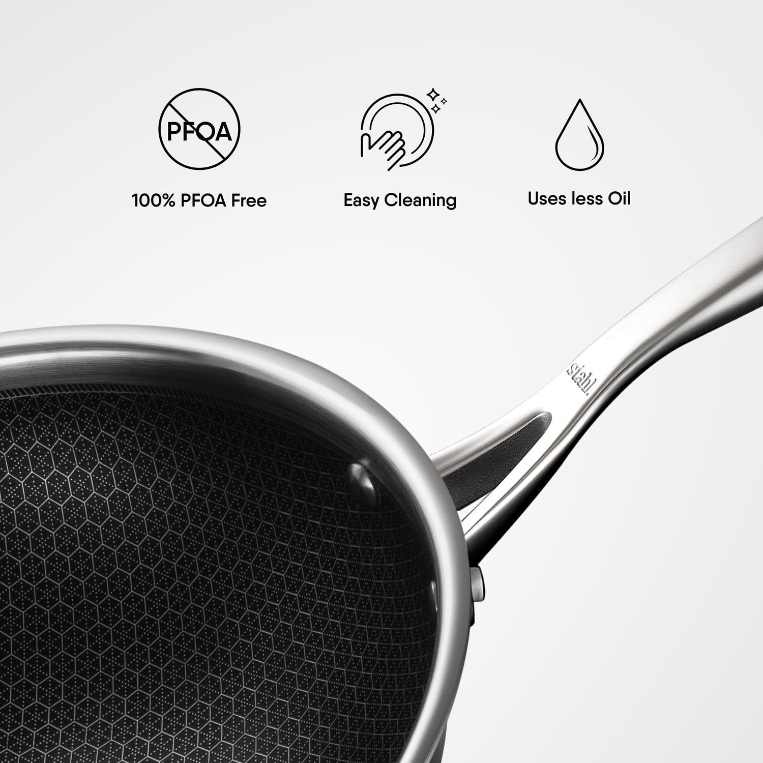 Stahl Deep Fry Pan Triply Artisan Hybrid Series