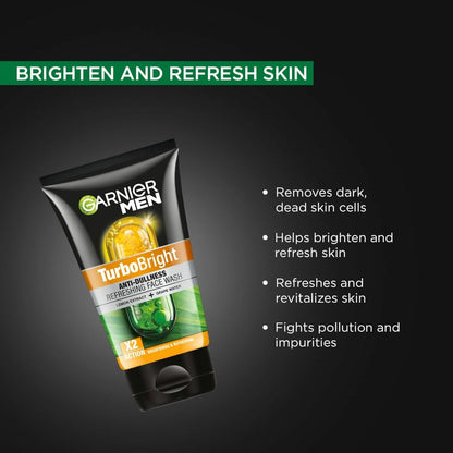 Garnier Men TurboBright Double Action Pack of 2 - 150 gms