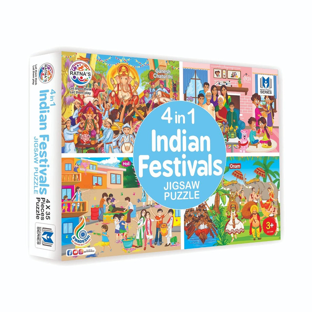 Ratna's 4 in 1 Indian Festivals Jigsaw Puzzle for Kids