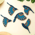 GiftOday Wooden 3D 5 Pieces Birds for Wall Art Panel  Wood Bird Folk Art Wall Hanging Style 1