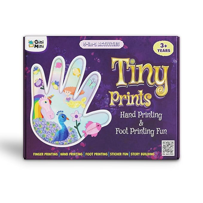 GiniMini Tiny Prints and The Magical Journey Art & Craft Kit for Kids 3–5 10 Story-Based Activities Fingerprint Painting Stickers DIY Scrapbook