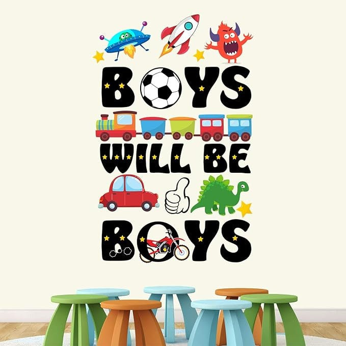 StickMe Boys Will Be Boys Motivational Inspirational Quotes Wall Sticker -SM586
