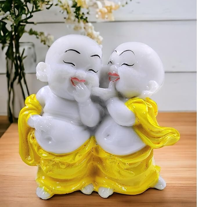 Karigaari India Handcrafted Resine Little Laughing Buddha Monk Sculpture