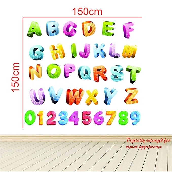 StickMe Colourful Glittering Alphabets Kids Learning Education Wall Sticker -SM472
