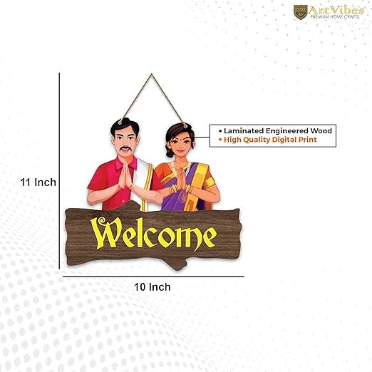 Decorative Welcome Sign Wooden Wall Hanger for Gateway