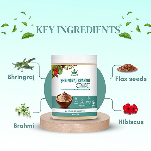 Havintha's Natural Shampoo for Hair with Amla Reetha Shikakai Methidana Hibiscus Bhringraj Brahmi and Flax Seed Powder - 250 gms