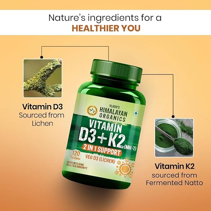 Himalayan Organics Plant Based D3 + K2 Capsules - 120 Tabs