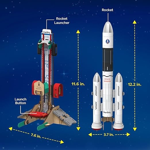 Smartivity DIY Rocket Launcher Kit for Kids 6, 7, 8, 9, 10, 11, 12 Years Old DIY Science Toy for Boys & Girls 6-12 Year