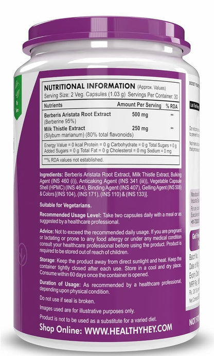 Healthyhey Berberis with Milk Thistle - 60 Vegetable Capsules