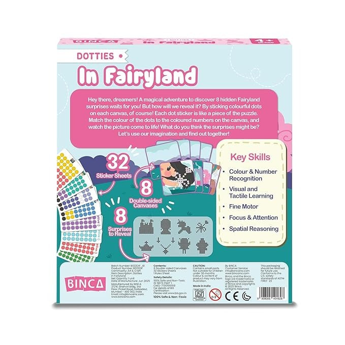 Binca Dotties Dot Art Activity Kit 1500+ Stickers, 8 Unicorns DIY Dot Sticker Art for Toddlers Kids Ages 4,5,6,7