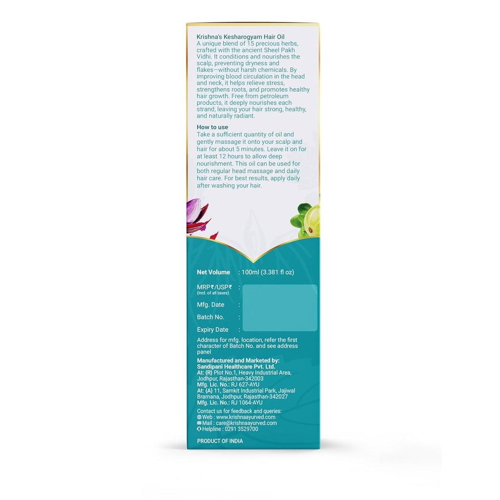 Krishna's Herbal & Ayurveda Kesharogyam Hair Oil - 100 ml