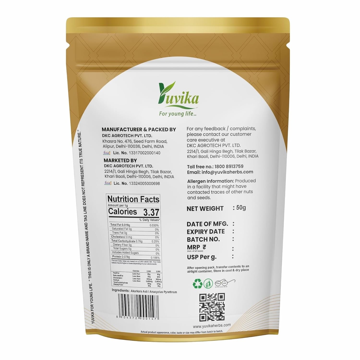 Yuvika Akarkara  Asli - Akarkara Asli - Anacyclus Pyrethrum - Pellitory Root