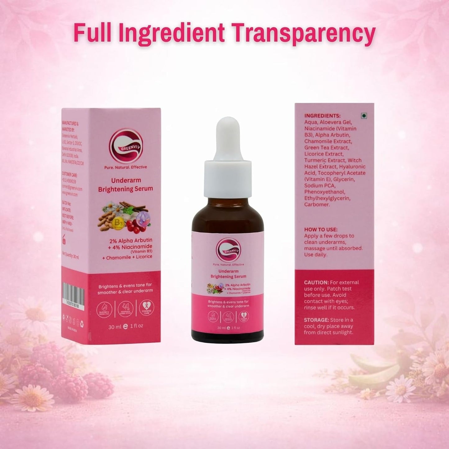 Greenviv 2% Alpha Arbutin + 4% Niacinamide Armpit Serum - 30 ml