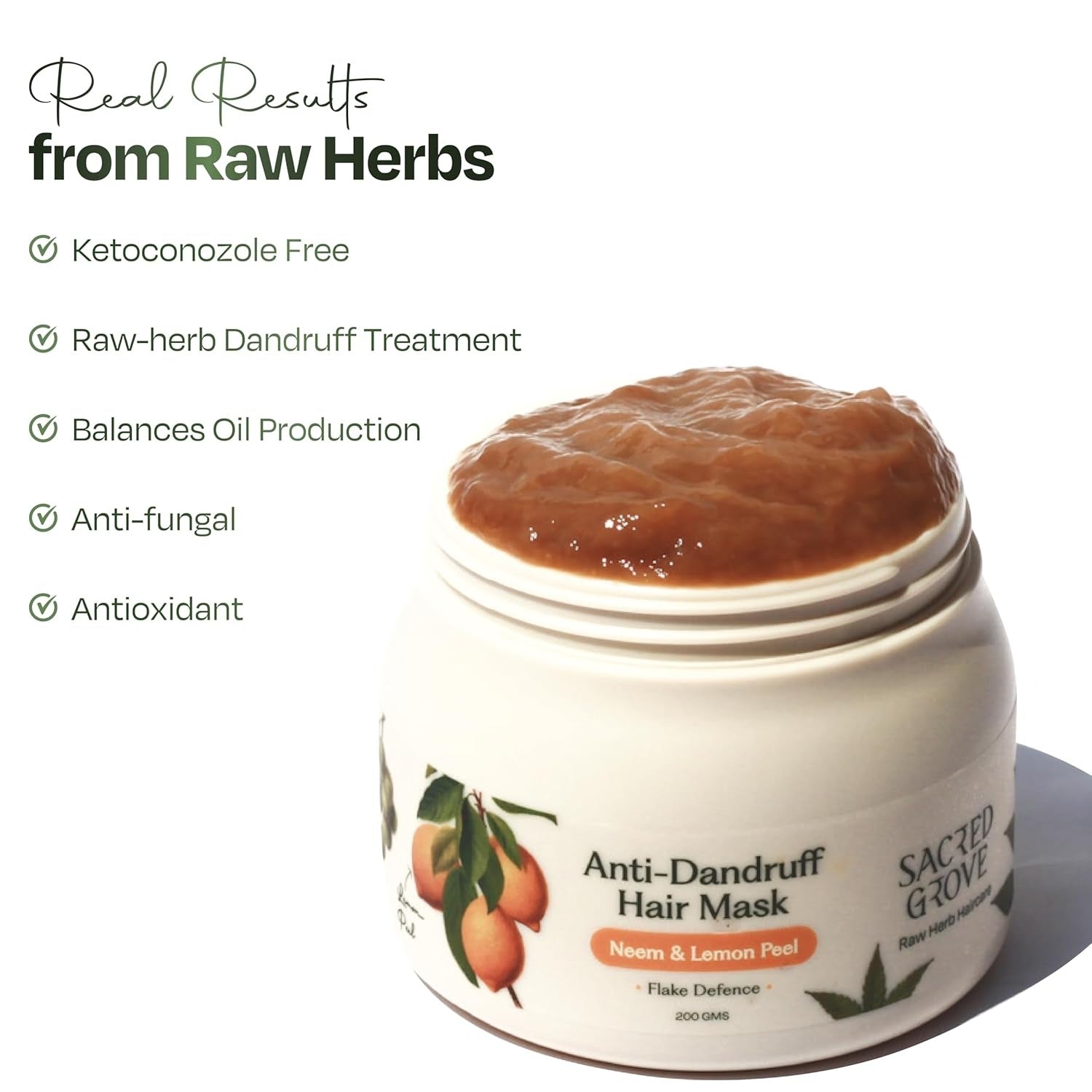 Sacred Grove Anti-Dandruff Pre Shampoo Hair Mask with Neem & Lemon Peel - 200 gms