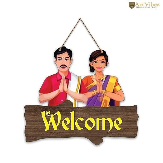 Decorative Welcome Sign Wooden Wall Hanger for Gateway