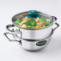 The Indus Valley Triply Stainless Steel Deep Kadai Steamer with Glass Lid 20cm