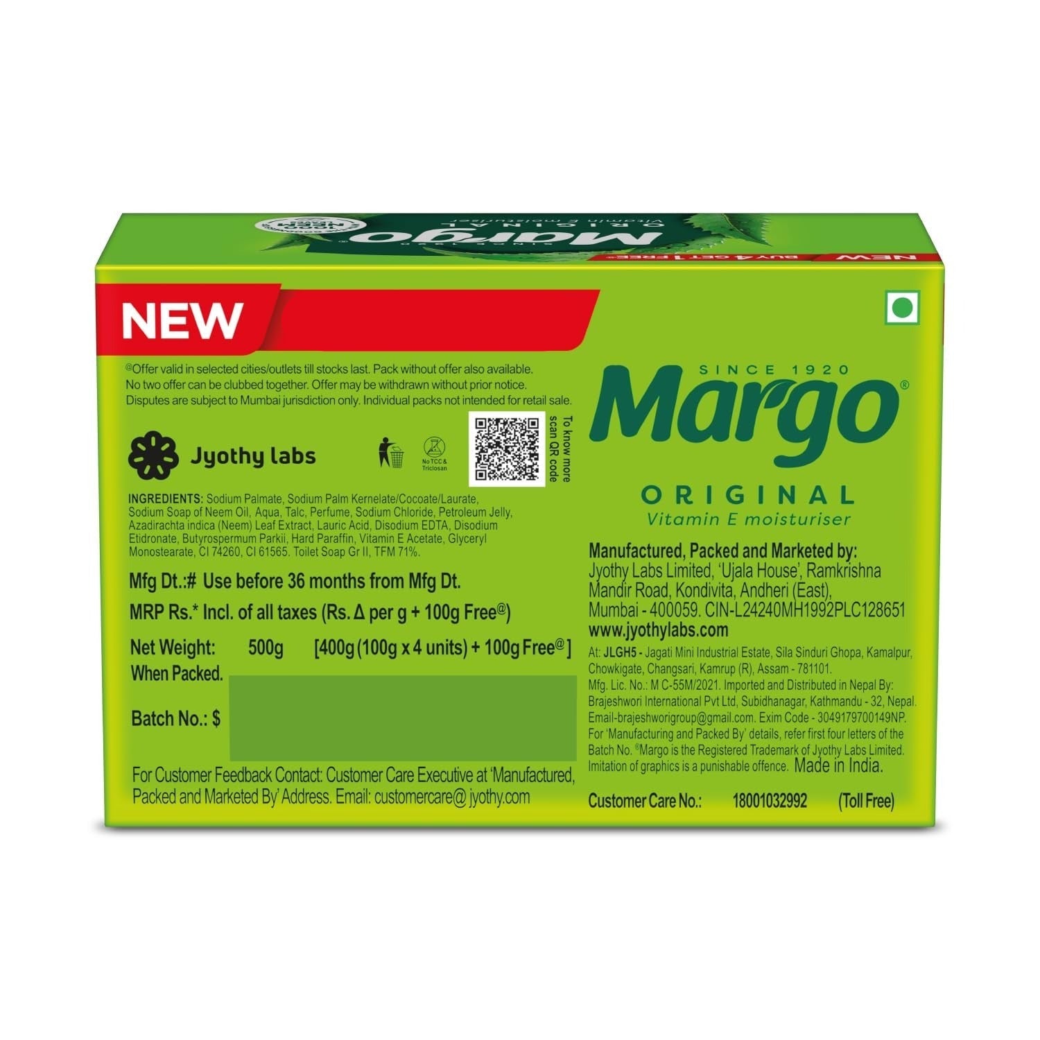Margo Original Neem Soap - 100 gms (Pack of 5)