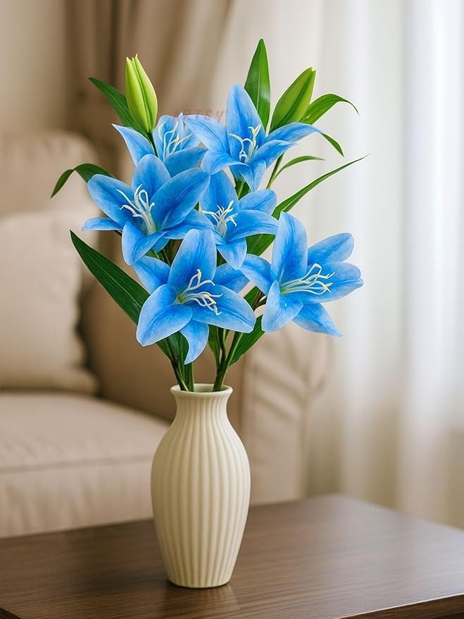 Artificial Flowers for Decoration Lily Flower Bunch for vase/Pot Long Size Stick Stem Without Vase