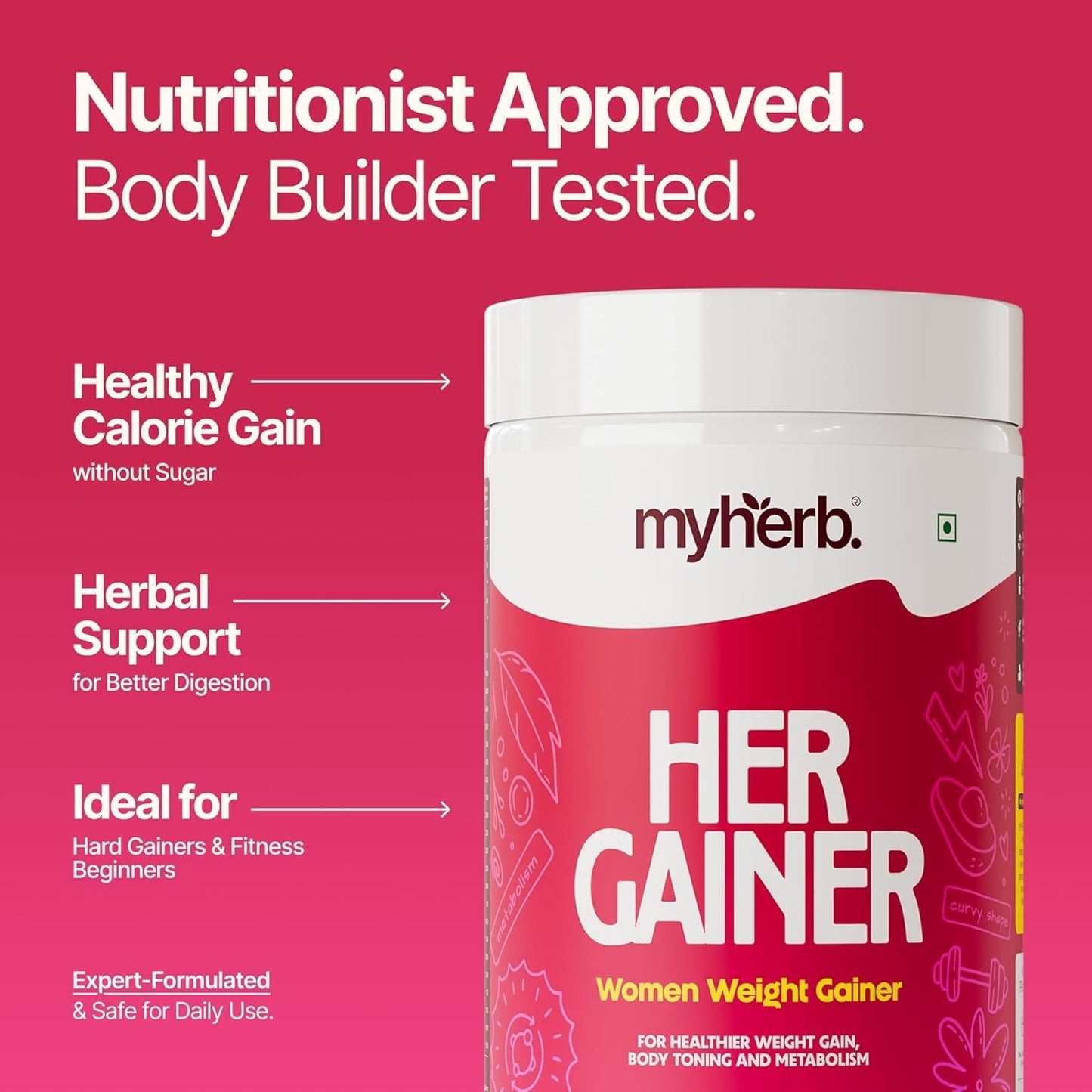 MYHERB Womenâ€™s Weight Gainer Chocolate Flavour - 500 gms
