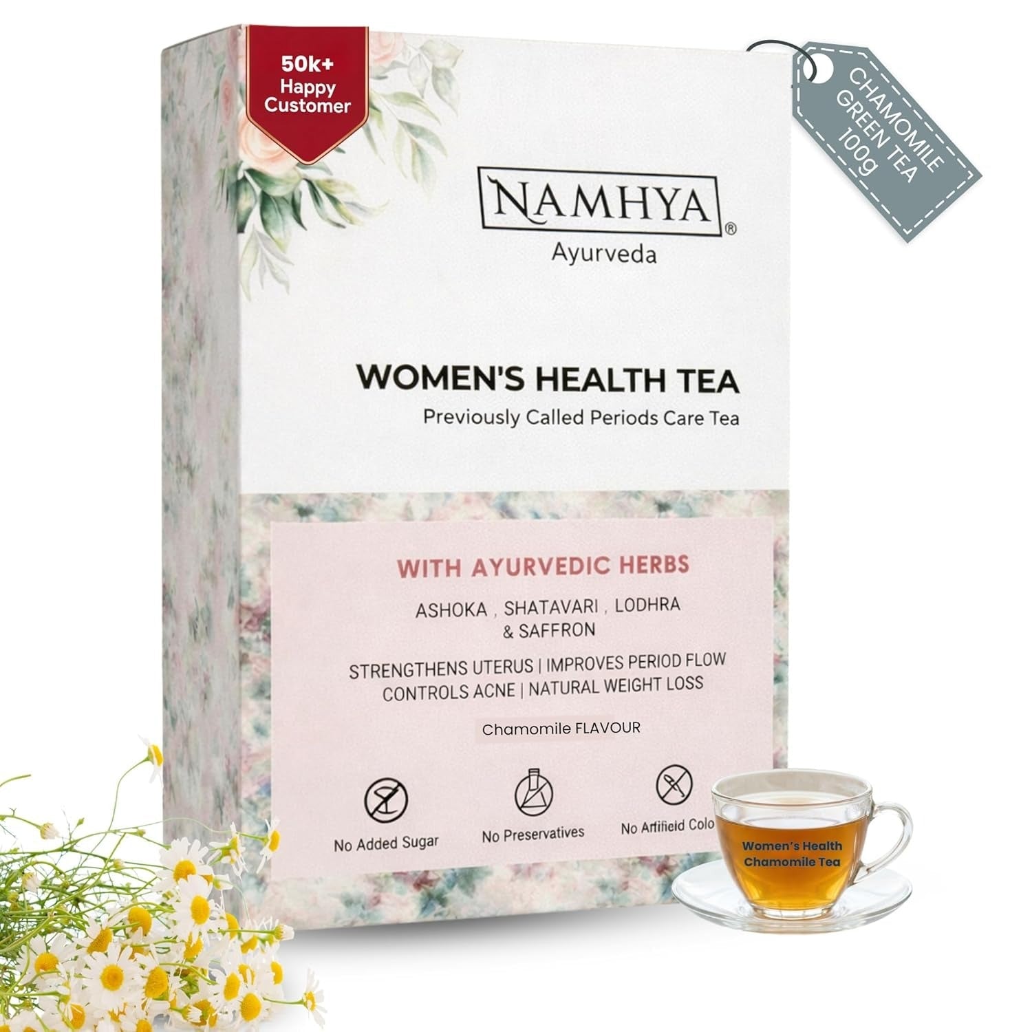 Namhya Food Periods Care Tea Plus+ with Natural Ayurvedic Herbs for Hormonal Balance and Pain Free Periods