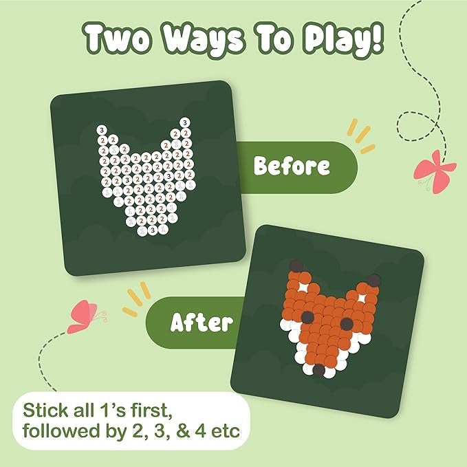 Binca Dotties Dot Art Activity Kit 750+ Stickers Forest Animals DIY Dot Sticker Art for Boys & Girls Ages 4,5,6,7