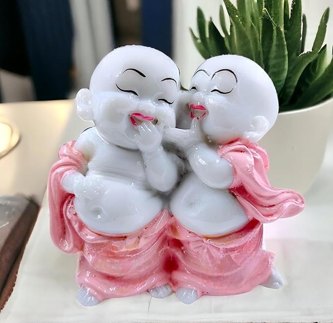 Karigaari India Handcrafted Resine Little Laughing Buddha Monk Sculpture