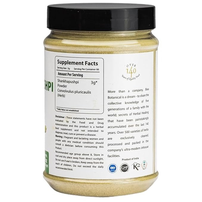 Bixa Botanical Shankhapushpi Herb Powder Convolvulus pluricaulis - 200 gms