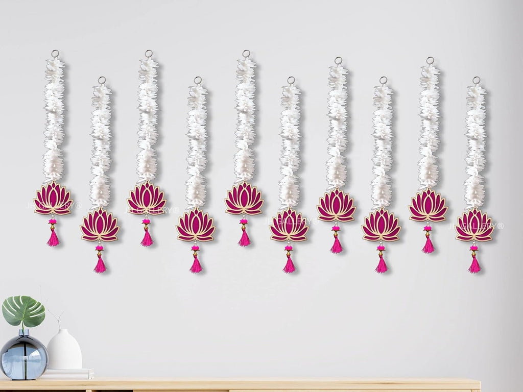 JH Gallery Lotus Hangings for Decoration Floral Wall Hangings for Temple Decor Lotus Hangings Pack of 10